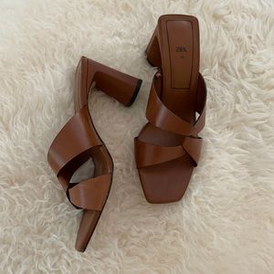Zara Heeled Leather Sandals
